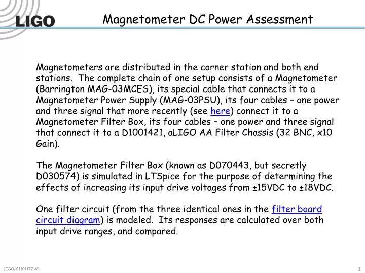 magnetometer dc power assessment