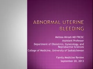 Abnormal Uterine Bleeding