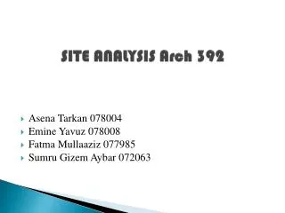 SITE ANALYSIS Arch 392