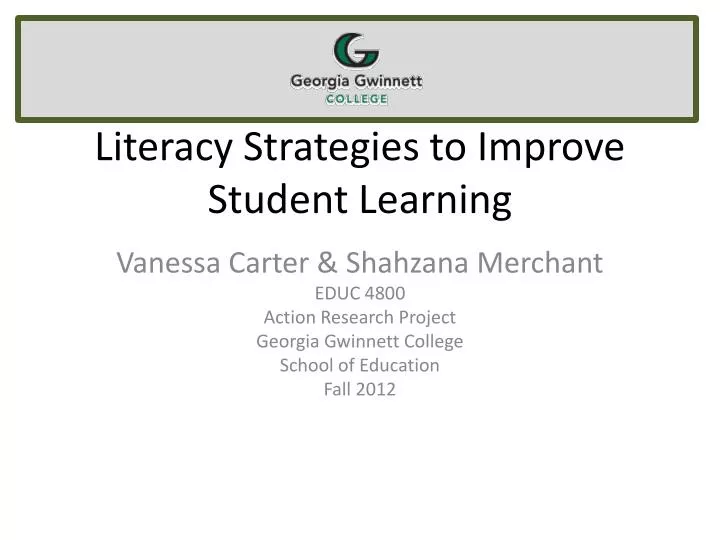 literacy strategies to improve student learning