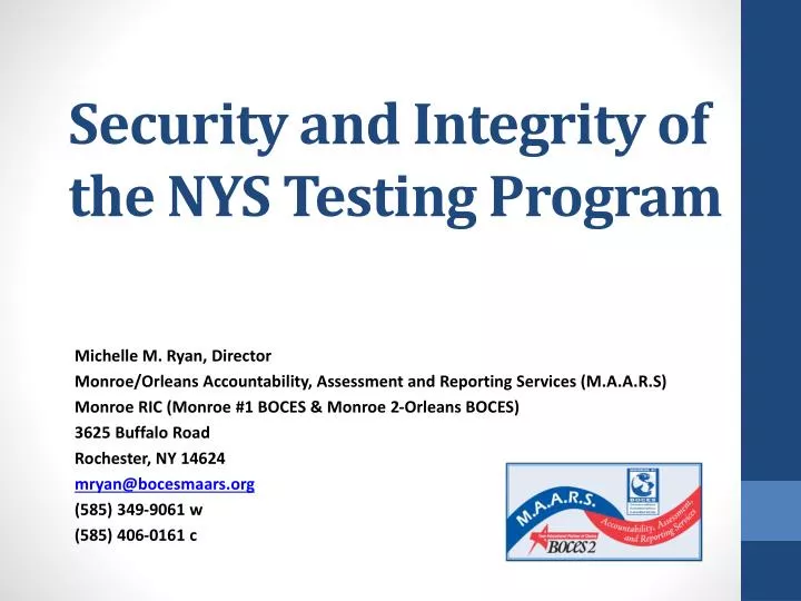 security and integrity of the nys testing program