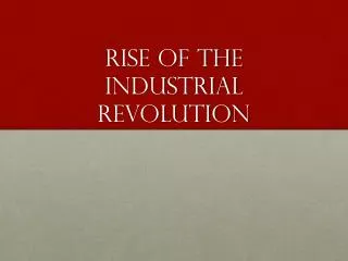 Rise of the industrial revolution