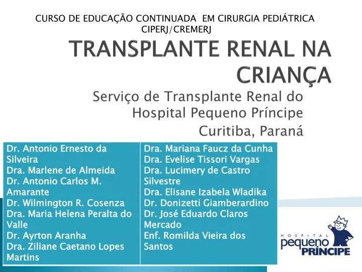 transplante renal na crian a