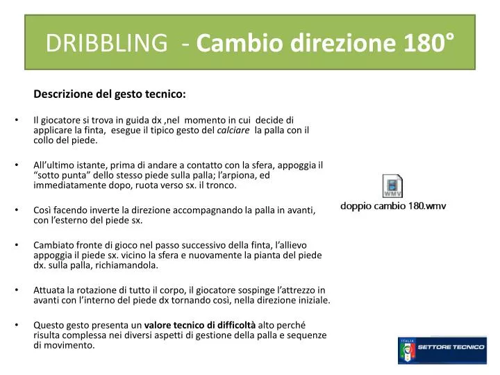 dribbling cambio direzione 180