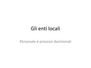 gli enti locali