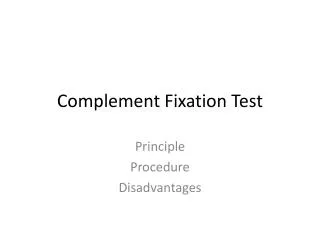 Complement Fixation Test