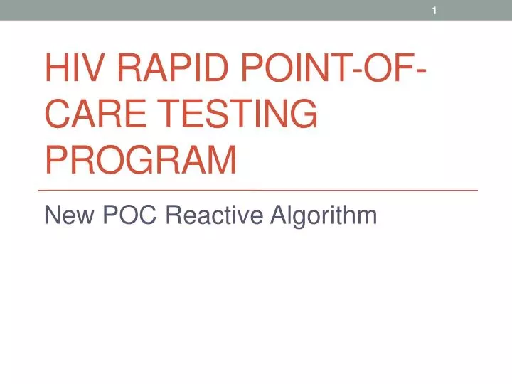 hiv rapid point of care testing program
