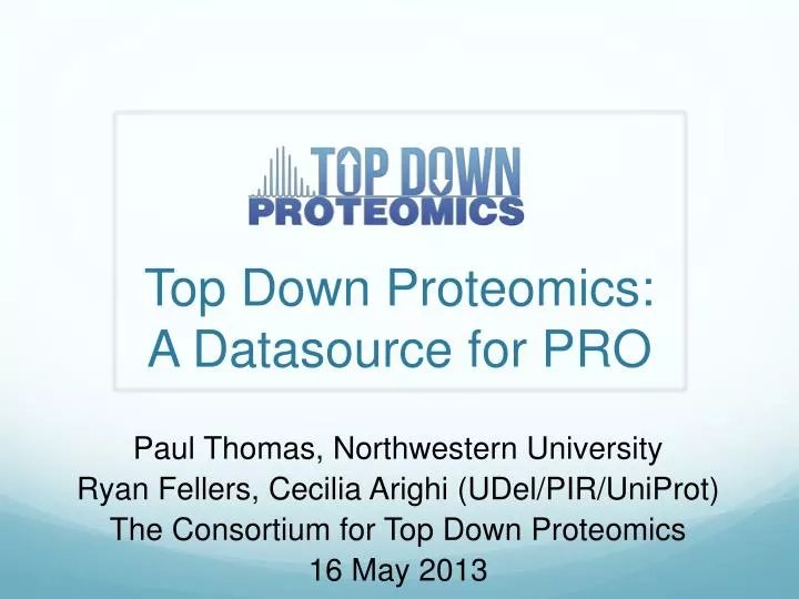 top down proteomics a datasource for pro