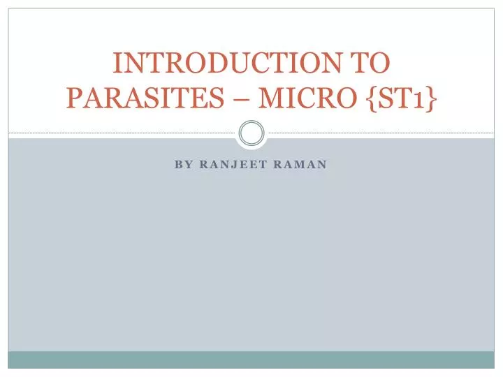introduction to parasites micro st1