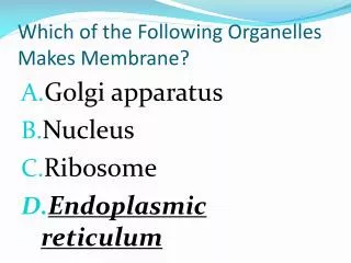 Which of the Following Organelles Makes Membrane?