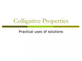 Colligative Properties