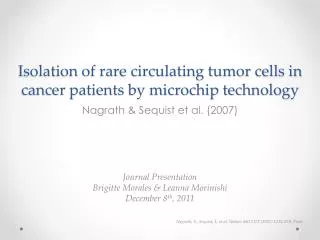 isolation of rare circulating tumor cells in cancer patients by microchip technology