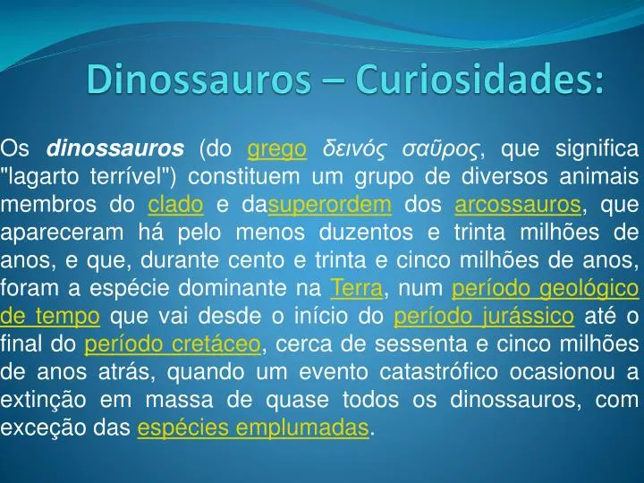 dinossauros curiosidades