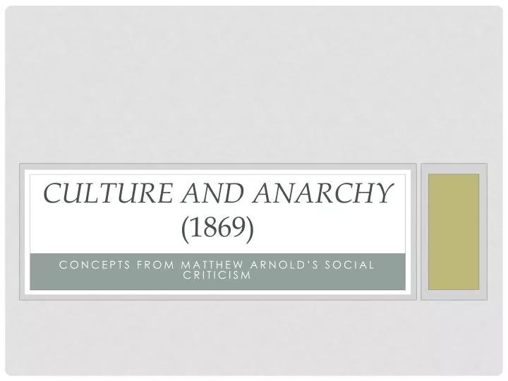 culture and anarchy 1869