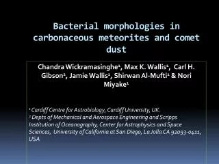 Bacterial morphologies in carbonaceous meteorites and comet dust