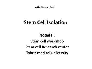 Stem Cell Isolation