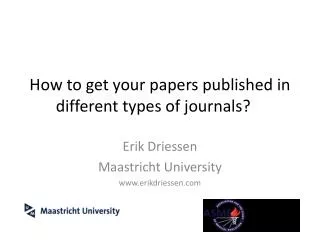 How to get your papers published in different types of journals ?
