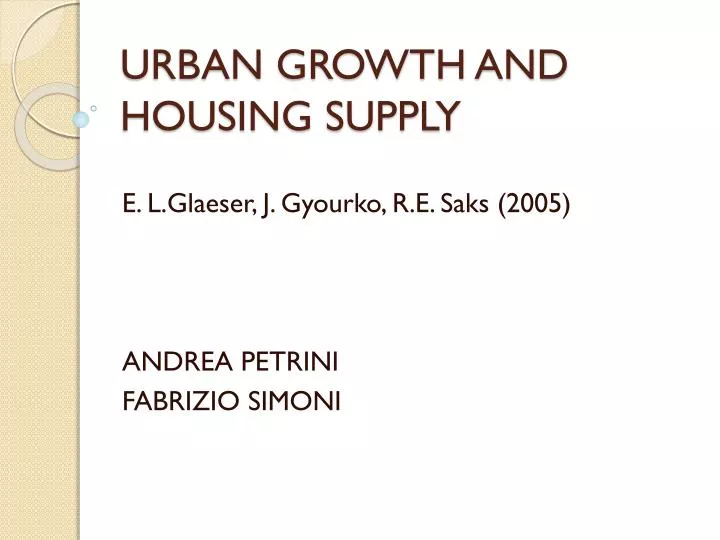urban growth and housing supply