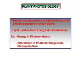 PLANT PHOTOBIOLOGY
