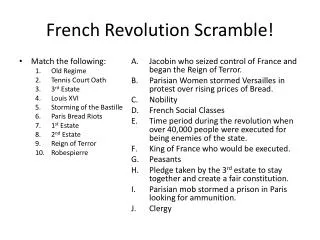 French Revolution Scramble!