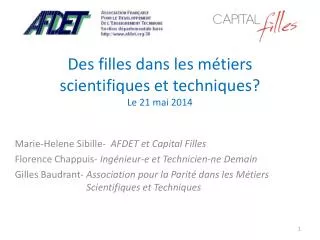 des filles dans les m tiers scientifiques et techniques le 21 mai 2014