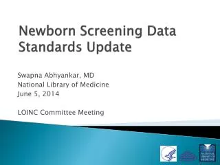 Newborn Screening Data Standards Update