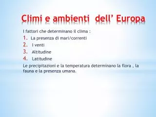 climi e ambienti dell e uropa