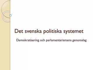 det svenska politiska systemet