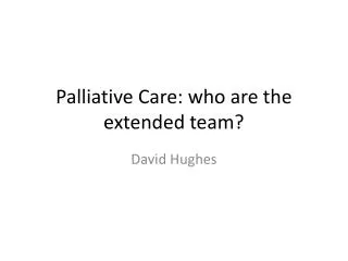 Palliative Care: who are the extended team?