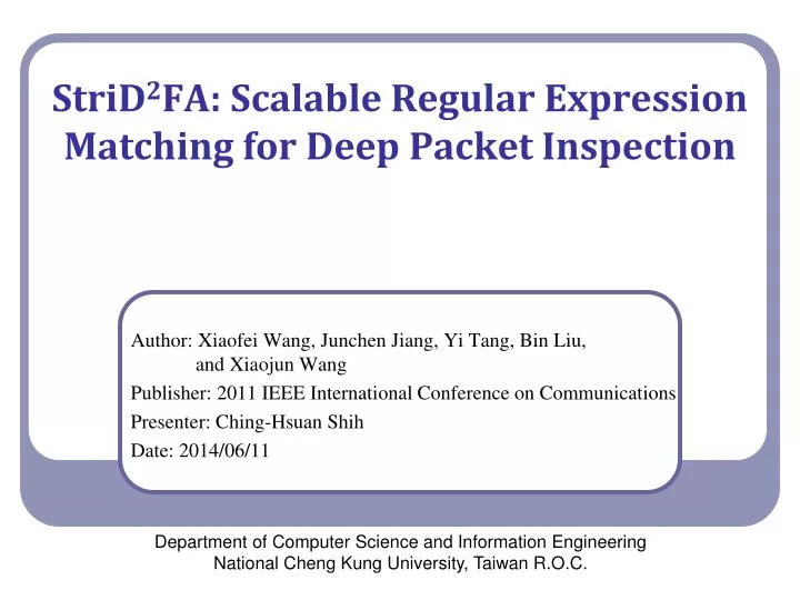 strid 2 fa scalable regular expression matching for deep packet inspection