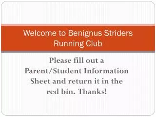 Welcome to Benignus Striders Running Club