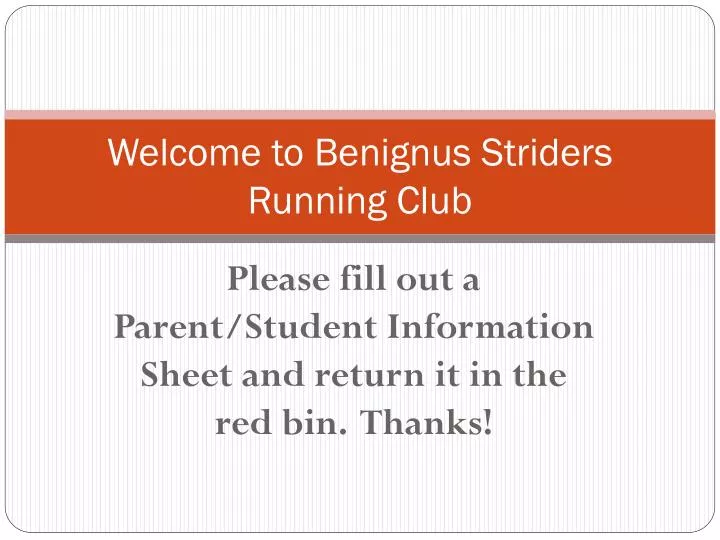 welcome to benignus striders running club