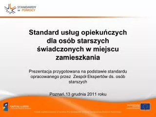 Standard usług opiekuńczych dla osób starszych świadczonych w miejscu zamieszkania