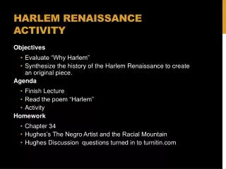 Harlem Renaissance Activity