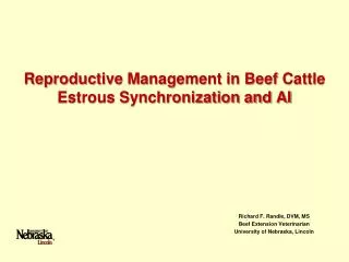 Reproductive Management in Beef Cattle Estrous Synchronization and AI