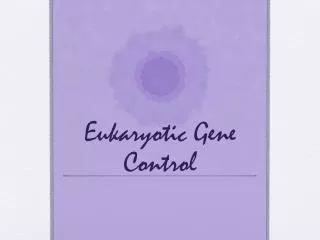 Eukaryotic Gene Control