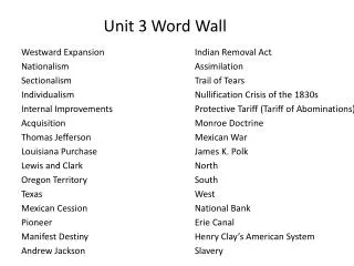 Unit 3 Word Wall