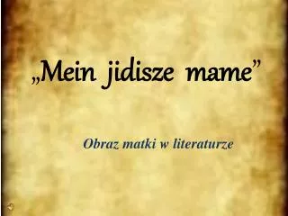 mein jidisze mame