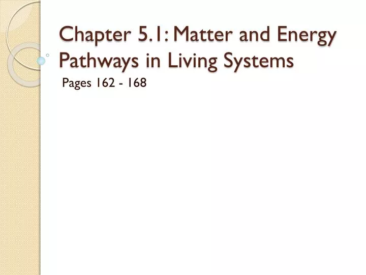 chapter 5 1 matter and energy pathways in living systems