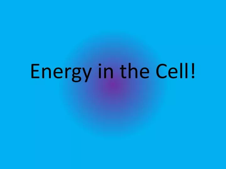 energy in the cell