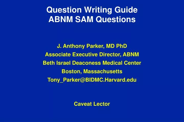 question writing guide abnm sam questions