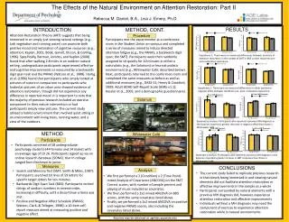 The Effects of the Natural Environment on Attention Restoration: Part II