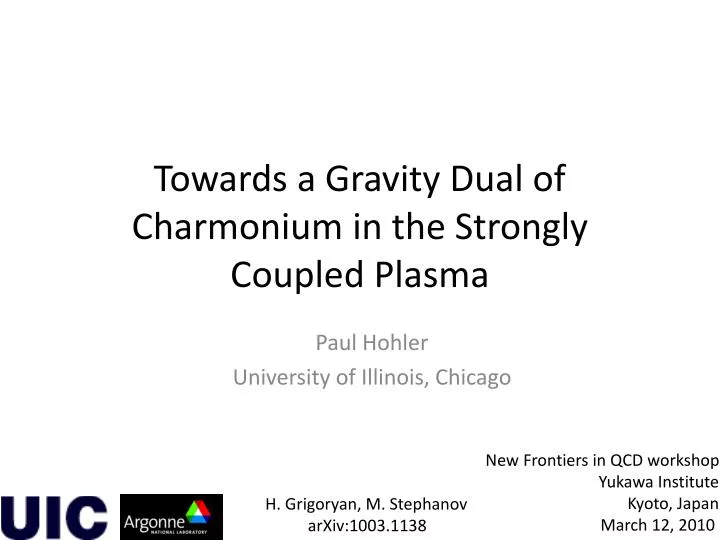 towards a gravity dual of charmonium in the strongly coupled plasma