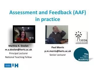 Assessment and Feedback (AAF) in practice