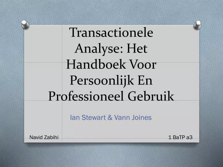 transactionele analyse het handboek voor persoonlijk en professioneel gebruik