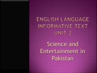 English language Informative text unit 2
