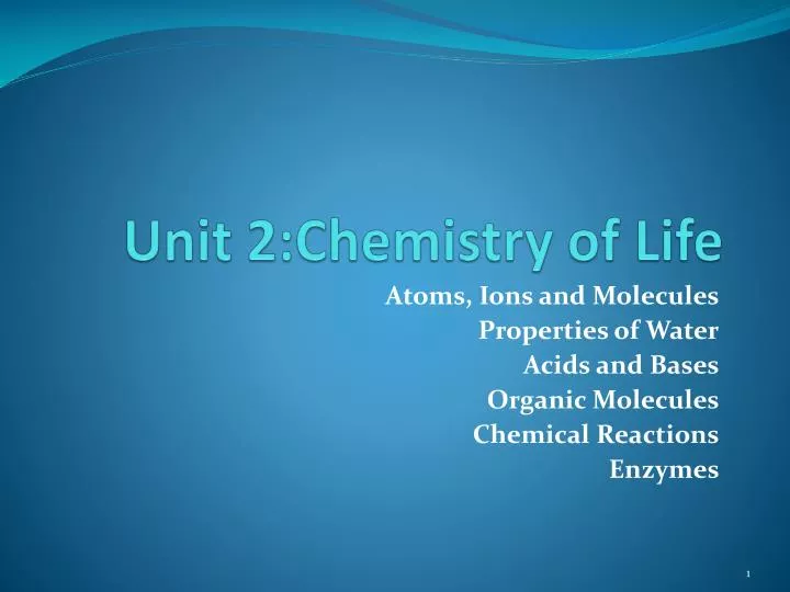 unit 2 chemistry of life
