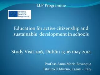LLP Programme Education for active citizenship and sustainable development in schools