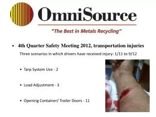 4th Quarter Safety Meeting 2012, transportation injuries