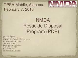 NMDA Pesticide Disposal Program (PDP)